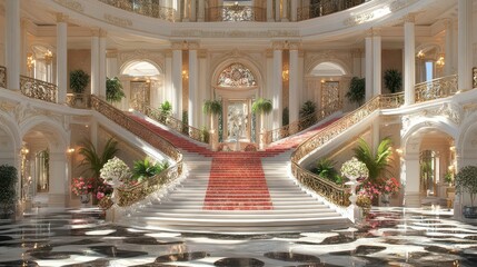 Grand Palace Staircase: Opulent Interior Design