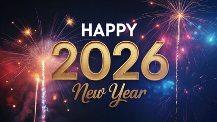 Celebrate the coming year with dazzling fireworks and golden 2026 New Year greetings