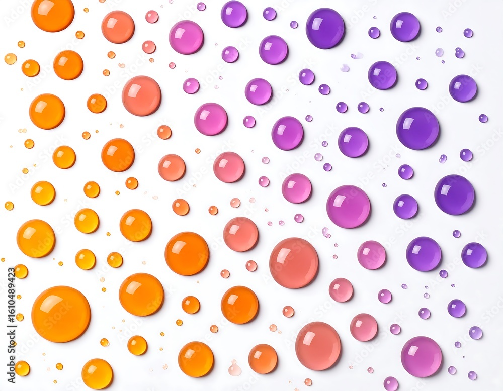 Poster gradient chromatic liquid blobs array on white seamless background minimalist design