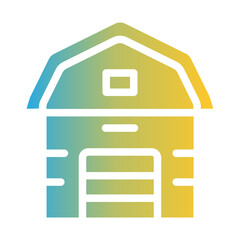 Rural Barn Building On Flat Gradient Style