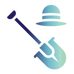 Shovel and Soil Patch On Flat Gradient Style