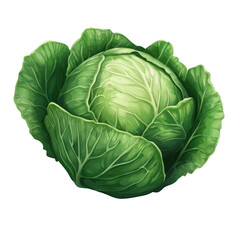 Fototapeta premium Green Cabbage Vegetable isolated on a transparent background