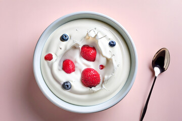 a bowl filled with yogurt