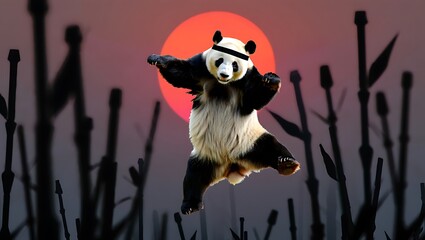 Kung Fu Panda Silhouette Sunset Action