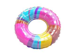 Colorful striped inflatable ring isolated on transparent background