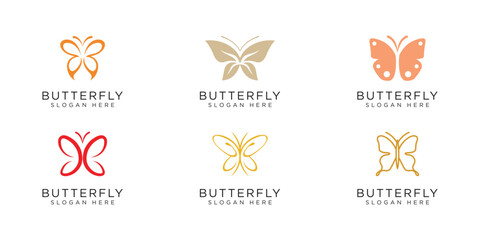 set of butterfly animal logo vector design