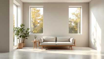 Fototapeta premium Cozy Living Area with Sofa and Indoor Plant