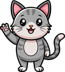 gray tabby kitten cartoon illustration
