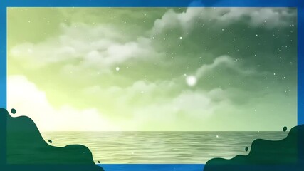 Seascape sunset design, cloudy sky, ocean view, template