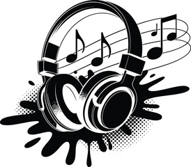 Music Headphone Silhouette Vector Illustration