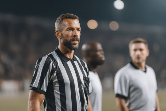 ai referee analyzes crucial moment in football match ensuring fairness and accuracy - Powered by Adobe