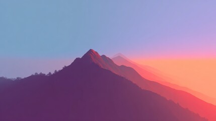 Pastel mountain range at sunset