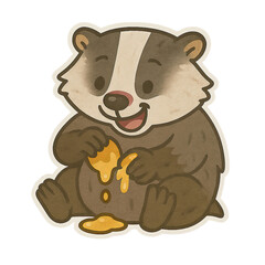 Kawaii Animal Mascot Designs for Merch, cute honey badger cartoon sticker cute honey badger illustration cute honey badger kawaii, Cute Forest Creatures in Food Themes  