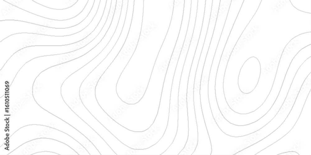 Poster a topographic map with light gray contour lines on a white background, it features a series of conce