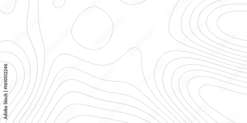 Poster the contour lines found on a topographic map, modern design with white background with topographic w