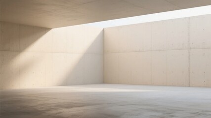 Obraz premium Minimalist Concrete Room with Natural Light Streaming In