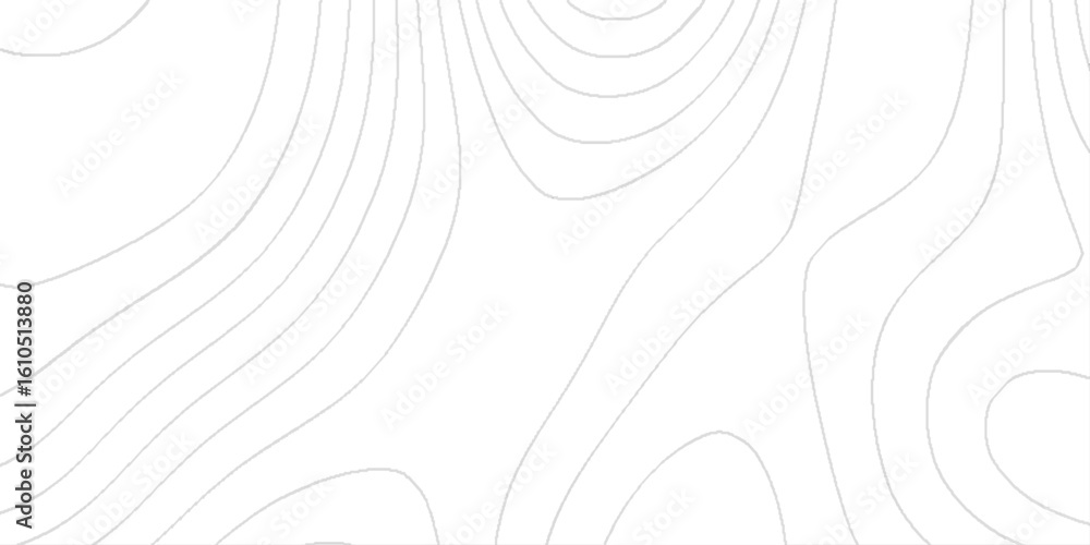 Poster flowing contour lines on a white background, resembling topographic map lines, the overall design is