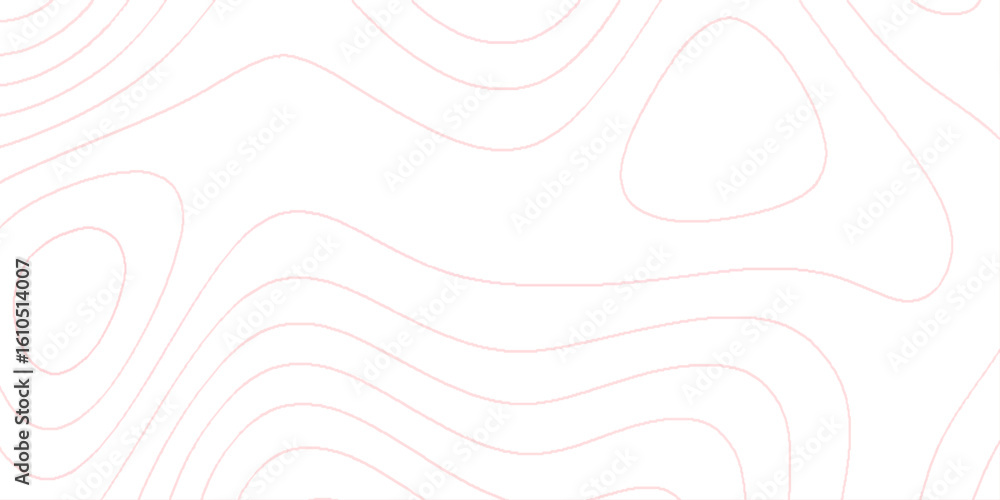 Poster topographic map design with a series of smooth and curved contour lines in light gray against a whit