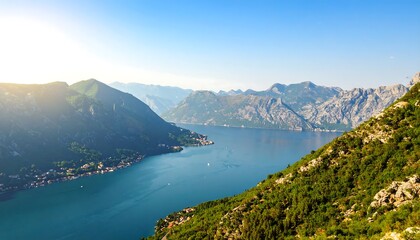 Scenic view of Kotor Bay, Montenegro, showcasing the mountains and turquoise waters