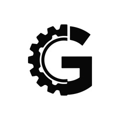 Elegant letter G logo with gear element for engineering and industrial design applications a bold and modern representation