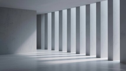 Obraz premium Minimalist Concrete Hallway with Vertical Light Shafts