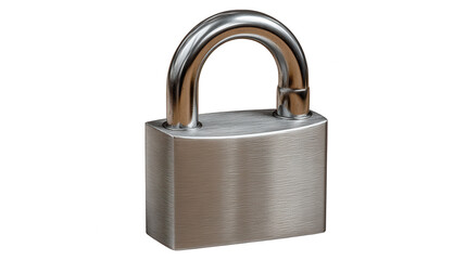 Fototapeta premium A shiny silver metal padlock for security and protection is isolated on transparent background