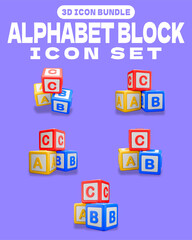 3D Icon Bundle Alphabet Blocks ABC