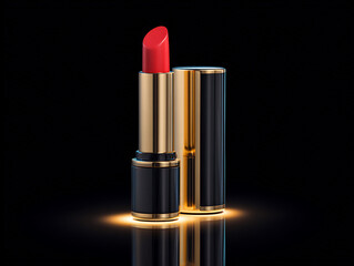 lipstick application with mirror reflection beauty closeup