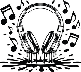 Music Headphone Silhouette Vector Illustration