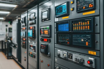 Advanced Control Center for Renewable Energy Management with Glowing User Interface Elements