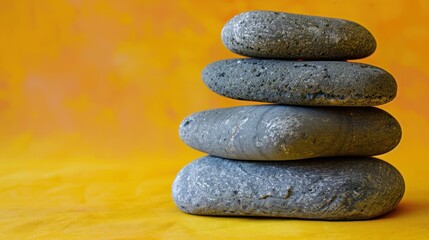 Stacked grey stones against an orange backdrop