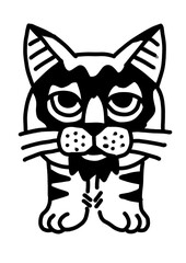 Cute cat face illustration, minimalist and expressive art