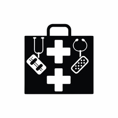 First aid kit icon vector silhouette illustration isolated on white background