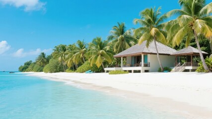 Tropical Beach Resort with Palm Trees and Crystal Clear Waters