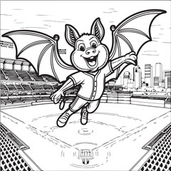 vector illustration of a bat flying in baseball
