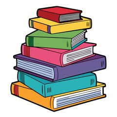 Stack of Books Colored Hand Drawn Illustration