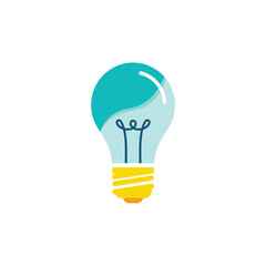 Bright Idea Light Bulb Icon: Innovation, Creativity & Problem Solving Concept in Flat Design