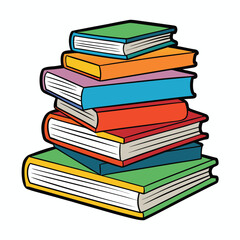 Stack of Books Colored Hand Drawn Illustration