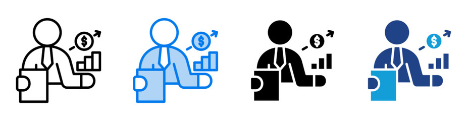 Broker icon set multiple style collection