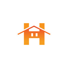 letter H logo design house illustration vector abstract