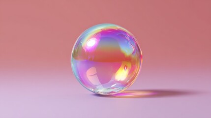 Irridescent sphere on pastel background