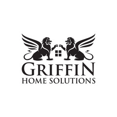 Fototapeta premium The **Griffin Home logo** features elegant, modern typography with a subtle griffin emblem, symbolizing strength, protection, and comfort for a trusted and sophisticated home brand. 