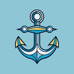 Abstract Geometric Anchor Design Nautical Theme Vector Illustration