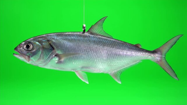 Ikan Tapah Wallago Attu Silver Fish Detailed Scale Isolated On Green Screen Animal Production