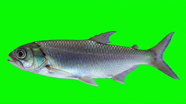 Pearl Gourami Fish Trichopodus leerii Swimming Isolated on Green Screen