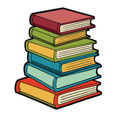 Stack of Books Colored Hand Drawn Illustration
