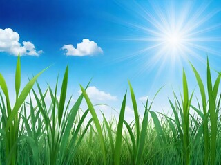 Fototapeta premium green grass and blue sky