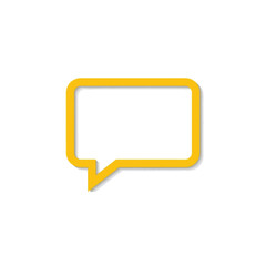 Naklejka premium Yellow Speech Bubble Outline Icon with Drop Shadow