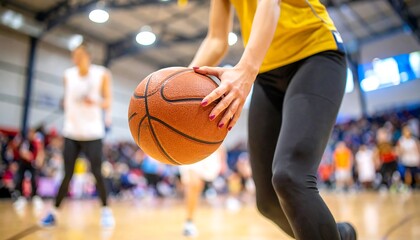 Basketball player dribbling the ball fast