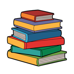 Stack of Books Colored Hand Drawn Illustration